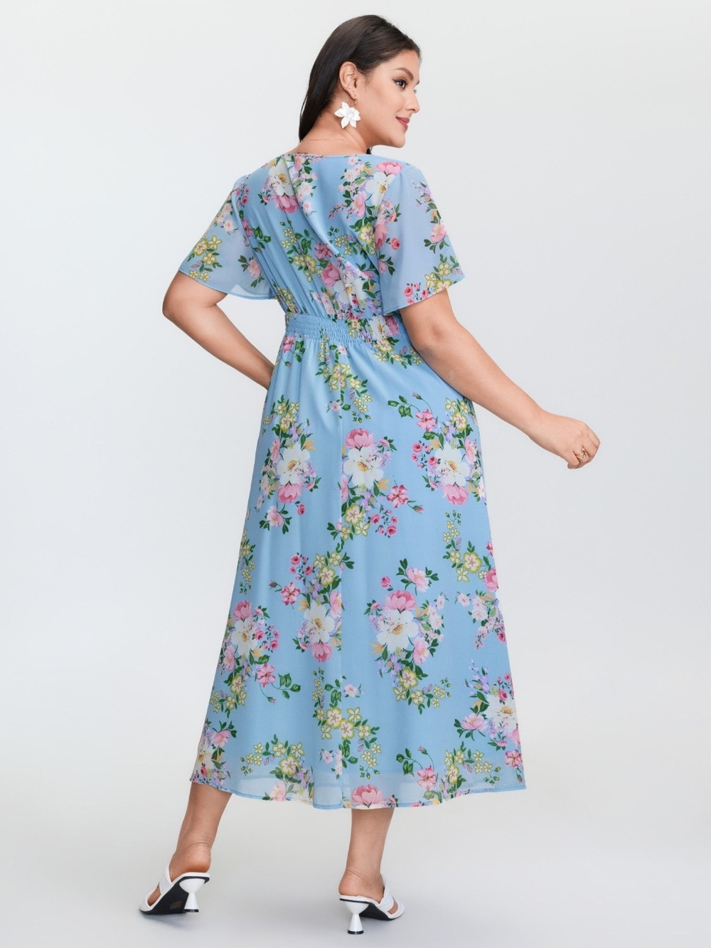 BloomChic Sky Blue Floral Maxi Dress - Picture 2 of 2